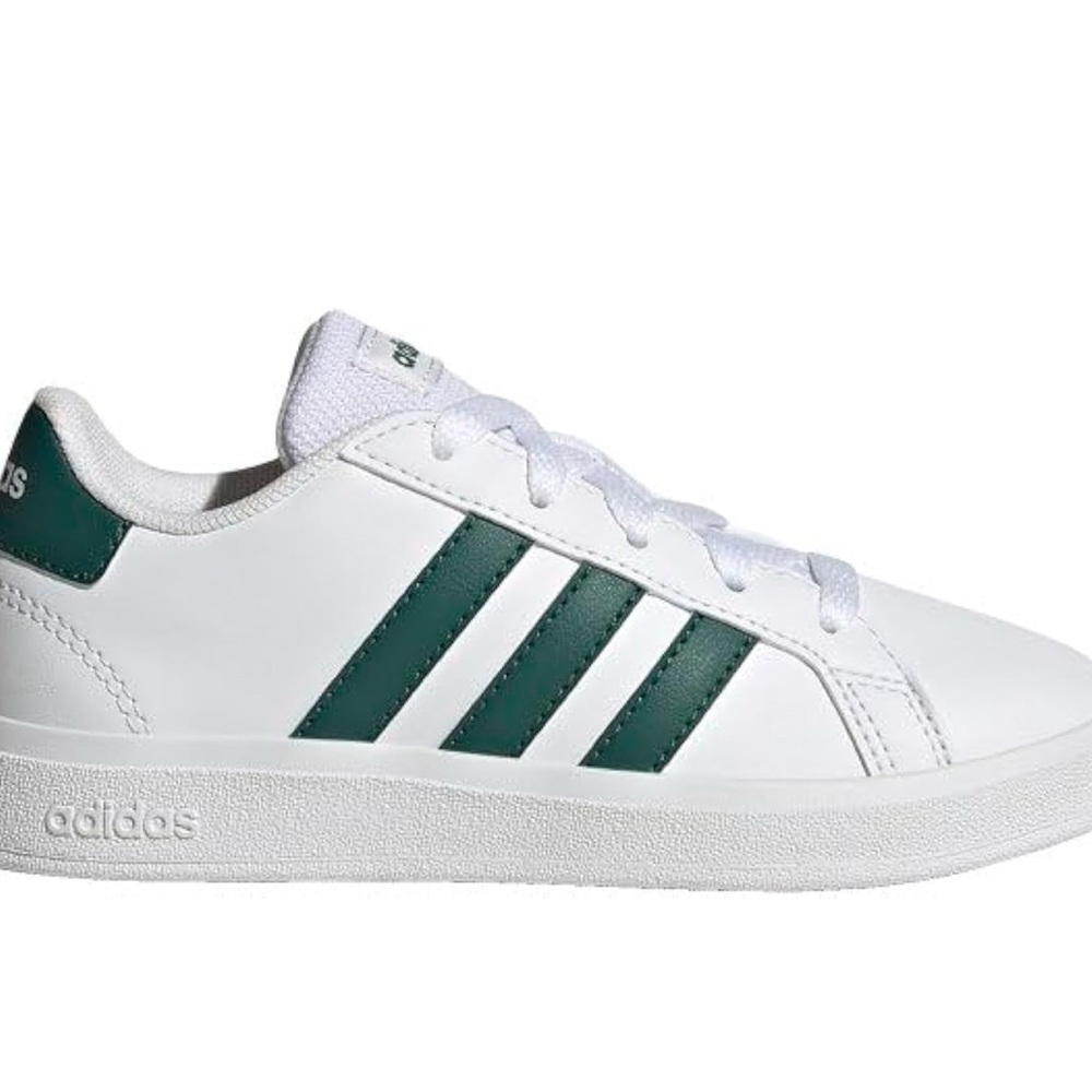 Adidas White and Green Grand Court 2.0 Sneakers